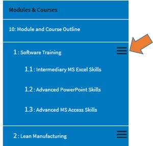 Modules and Courses Navigation Bar